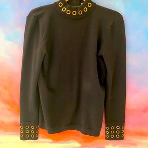 Tory Burch XS Navy Turtleneck Sweater with Grommet